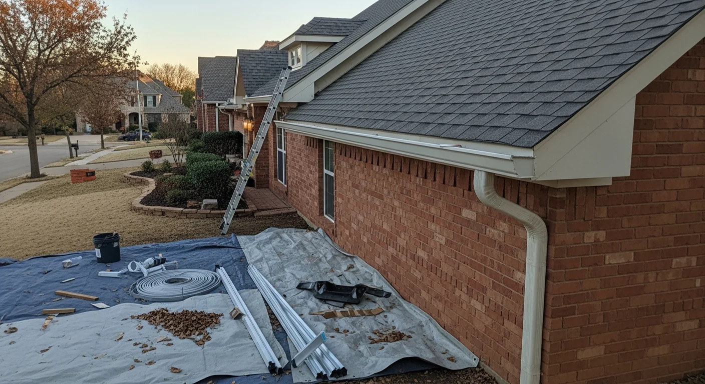Clean gutters installed on residential home exterior