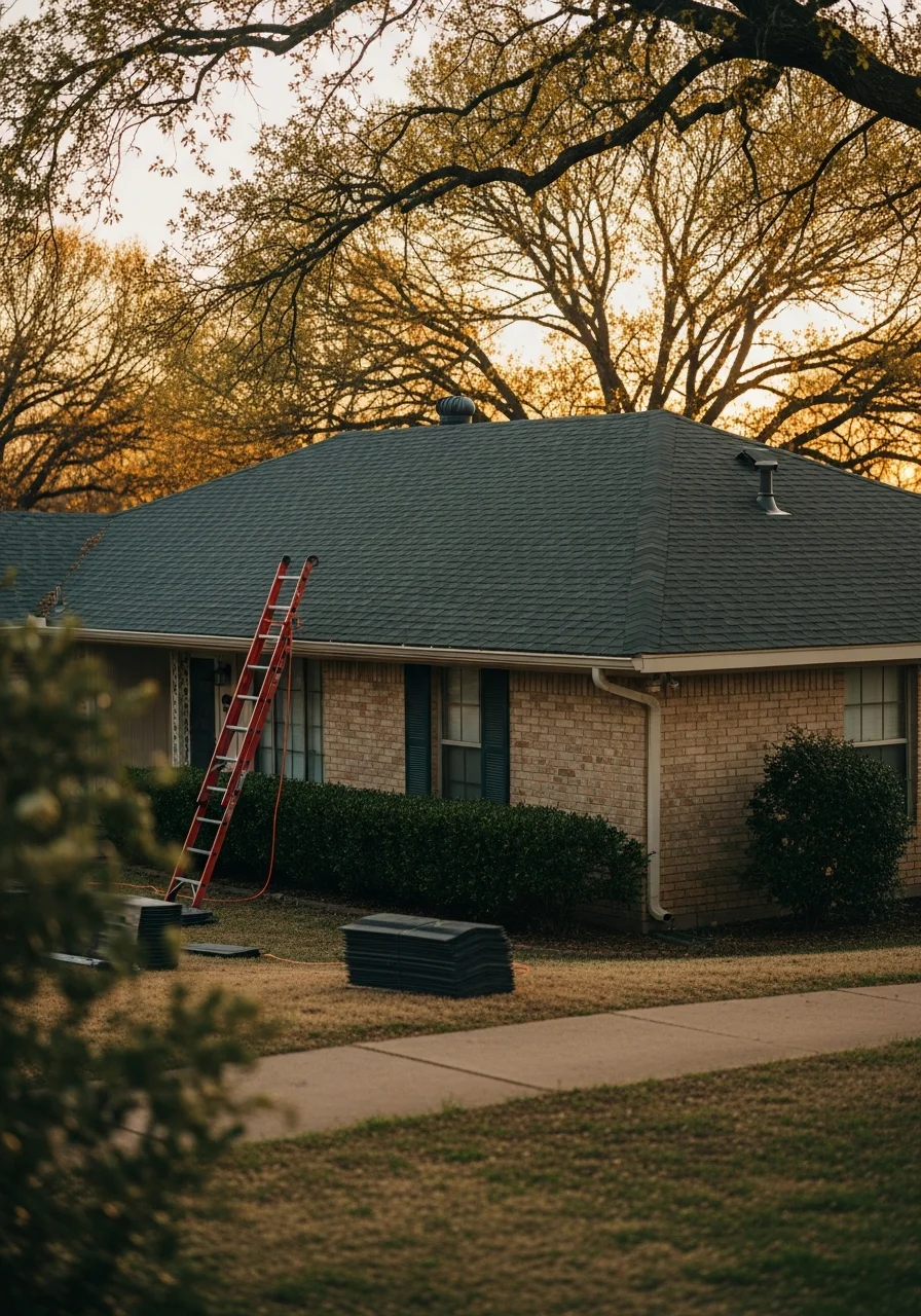 Service professional and homeowner at Moore home with suburban neighborhood setting.