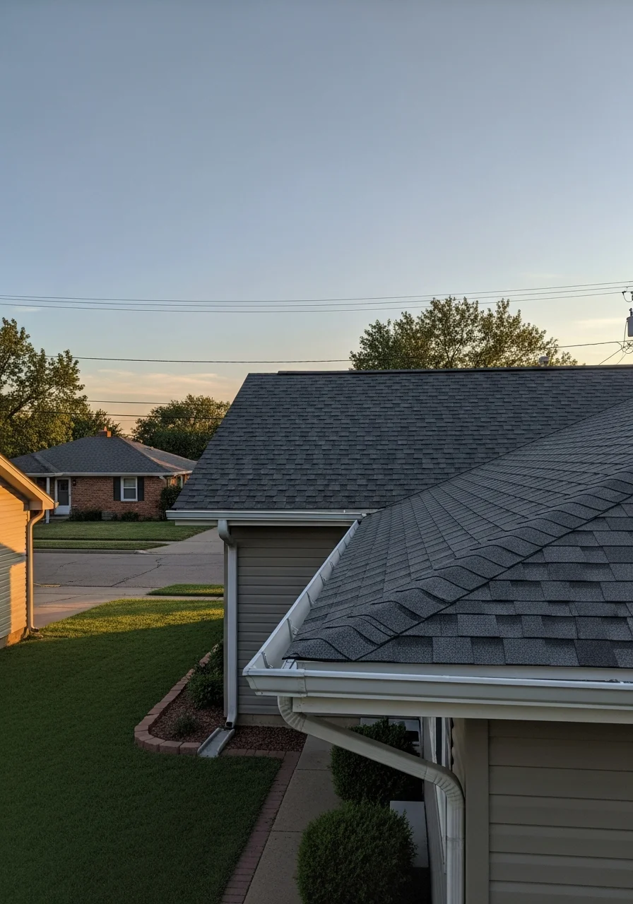 Professional and homeowner at Wichita property entrance with residential neighborhood visible.